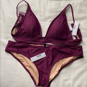 Jcrew Deep Vneck Bikini Set NWT (M-L)